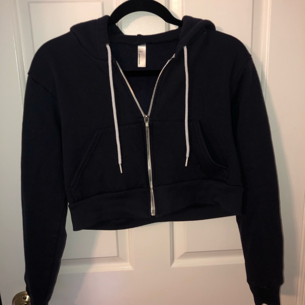 Cropped zip-up hoodie
